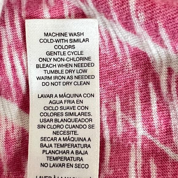 Chicos Womens Cotton Tee XL Pink White Chevron Stripe V-Neck Short Sleeve - Picture 6 of 6